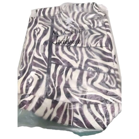 Vntg Miche Prima Jocelynn Shell Purple Black Zebra Print Faux Leather - Picture 9 of 16